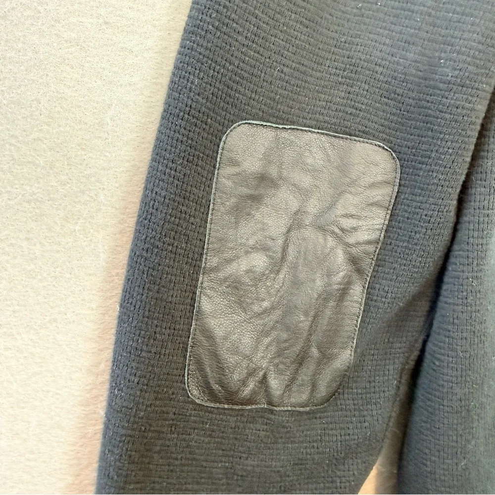 John Varvatos men’s Bomber Cotton jacket‎ zip up leather trim shearling lining L